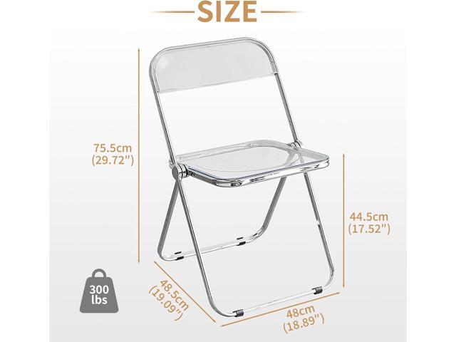 KAIHAOWIN Luxury Modern Transparent Folding Chair Acrylic Folding Chairs-Acrylic Ghost Stackable Crystal Seat-PC Plastic Living Room Seat-Chrome...