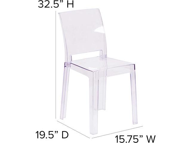 Flash Furniture Emilie Ghost Chair with Square Back in Transparent Crystal