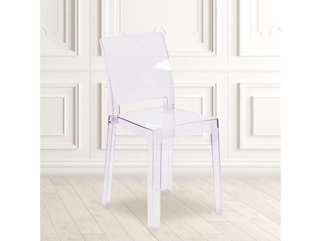Flash Furniture Emilie Ghost Chair with Square Back in Transparent Crystal