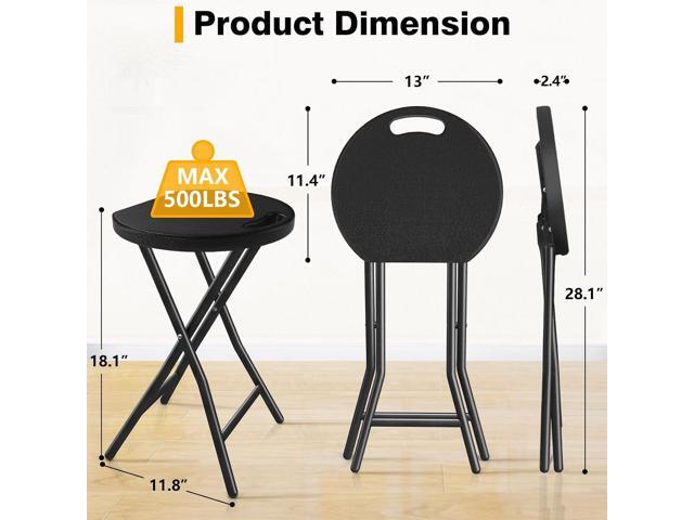 TAVR Furniture Portable Folding Chair with Handle, Heavy Duty Round Fold Stool Chair with 500lbs Capacity for Adults, 18 Inch Foldable Stool for...