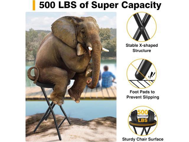 TAVR Furniture Portable Folding Chair with Handle, Heavy Duty Round Fold Stool Chair with 500lbs Capacity for Adults, 18 Inch Foldable Stool for...