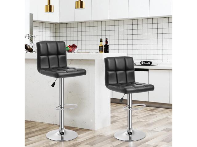 FDW Counter Height Swivel Bar Stools PU Leather Padded with Back,Set of 2 Height Adjustable Counter Stool Barstools Dining Chair,Black