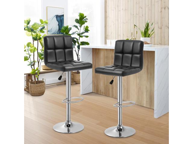 FDW Counter Height Swivel Bar Stools PU Leather Padded with Back,Set of 2 Height Adjustable Counter Stool Barstools Dining Chair,Black