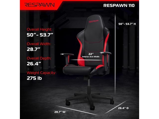 RESPAWN 110 Ergonomic Gaming Chair - Reclining Office Video Game Swivel Chair with Lumbar Support, Headrest, Heavy Duty, High Back, Racing Style...