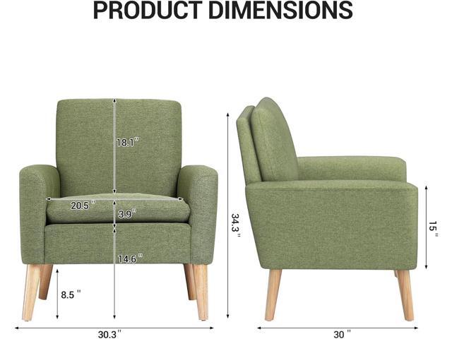 Lohoms Mid Century Accent Chair, Linen Upholstered Green Armchair for Living Room or Bedroom, Comfy Modern Sofa Chair for Guest Room, Reading Nook,...