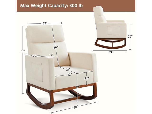 Yaheetech Rocking Chair, Modern Glider Chair, Recliner Armchair with Wood Legs and Side Pocket, Nursery Rocking Accent Chair with High Back for...