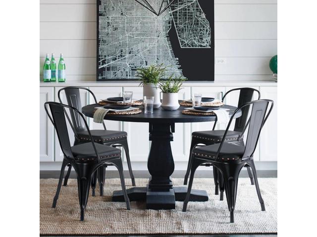 Yaheetech 4pcs Metal Dining Chairs with PU Leather Seat High Back Soft Cushioned Industrial Classic Iron Chairs Chic Dining Bistro Cafe Coffee...