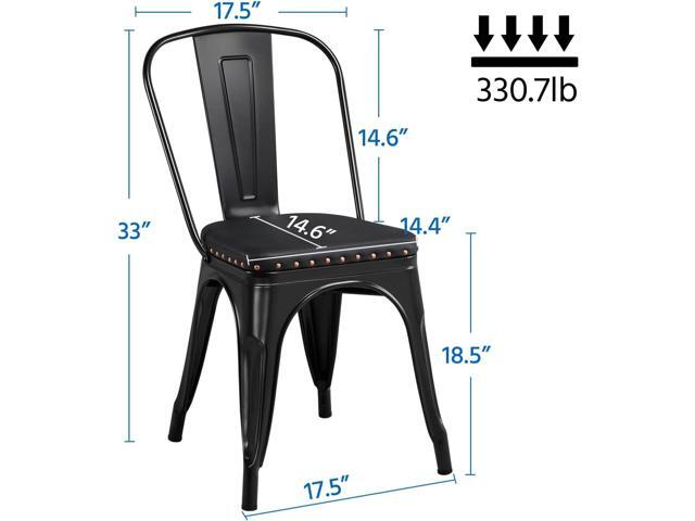 Yaheetech 4pcs Metal Dining Chairs with PU Leather Seat High Back Soft Cushioned Industrial Classic Iron Chairs Chic Dining Bistro Cafe Coffee...