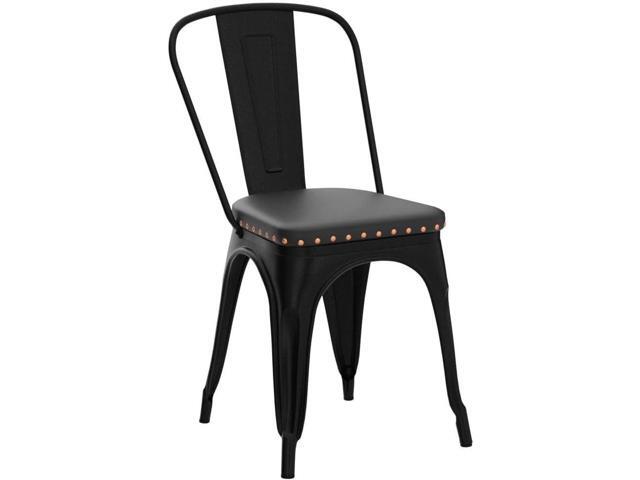Yaheetech 4pcs Metal Dining Chairs with PU Leather Seat High Back Soft Cushioned Industrial Classic Iron Chairs Chic Dining Bistro Cafe Coffee...