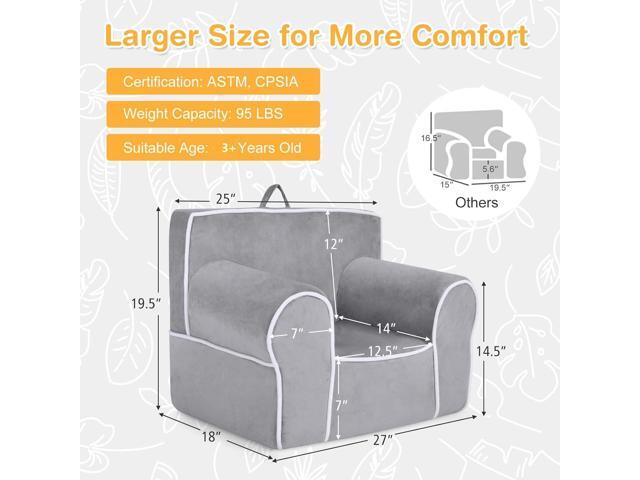 Costzon Kids Couch, Toddler Soft Sofa Chair w/Removable & Washable Velvet Surface for Preschool, Play Room, Nursery, Kindergarten, Toddler Sofa...