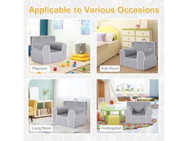Costzon Kids Couch, Toddler Soft Sofa Chair w/Removable & Washable Velvet Surface for Preschool, Play Room, Nursery, Kindergarten, Toddler Sofa...