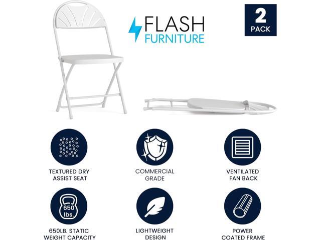 Flash Furniture 2 Pack HERCULES Series 650 lb. Capacity White Plastic Fan Back Folding Chair