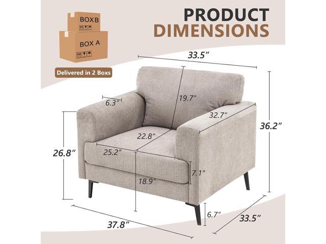 CDCASA Accent Chair, Linen Fabric Oversized Mid Century Modern Chair Set of 1, Comfy Upholstered Armchair Reading Accent Chairs Sofa Chairs for...