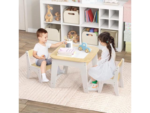 Costzon Kids Table and Chair Set, 3-in-1 Wooden Activity Table with Removable Tabletop, Blackboard & Whiteboard, Storage Space for Arts Crafts...