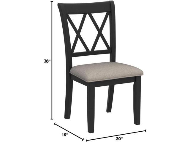 Roundhill Furniture Windvale Fabric Upholstered Dining Chair, Set of 2, Black