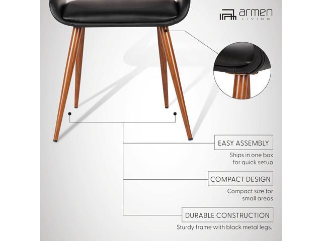 Armen Living Panda Dining Chair, Single, Black Faux Leather/Walnut