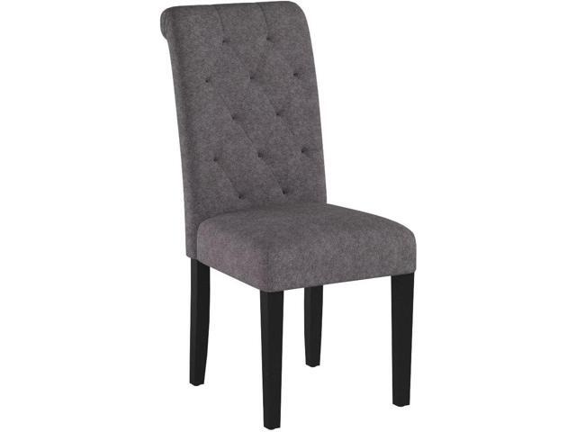 Upholstered Dining Chairs Set of 2,Tufted Parsons Kitchen Chair with Solid Wood Legs, Modern Fabric Side Chair for Dining Room/Restaurant(2pcs,Gray)