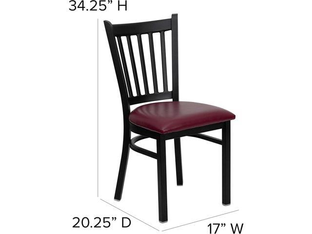 Flash Furniture HERCULES Series Black Vertical Back Metal Restaurant Chair - Burgundy Vinyl Seat