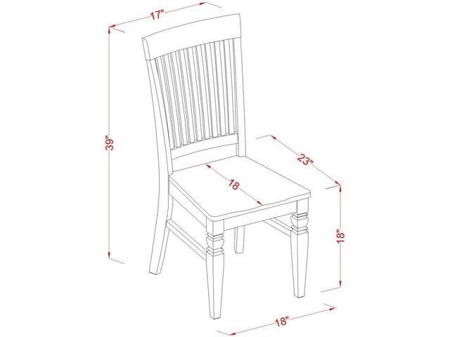 East West Furniture WEC-BMK-W Weston Kitchen Dining Chairs - Slat Back Wood Seat Chairs, Set of 2, Buttermilk & Cherry