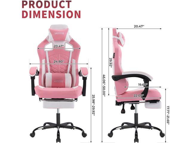 Gaming Chair with Massage,Ergonomic PC Computer Chair with Footrest Comfortable Headrest and Lumbar Support,High Back PVC Leather,300LBS (Pink)