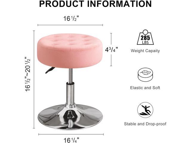 Furnimart Pink Round Velvet Vanity Ottoman Stool, Contemporary Makeup Modern Accent Stool for Bedroom Living Room Entryway