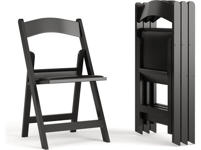 EMMA + OLIVER Folding Chair - Black Resin 4 Pack 800LB Weight Capacity Comfortable Event Chair - Light Weight Folding Chair