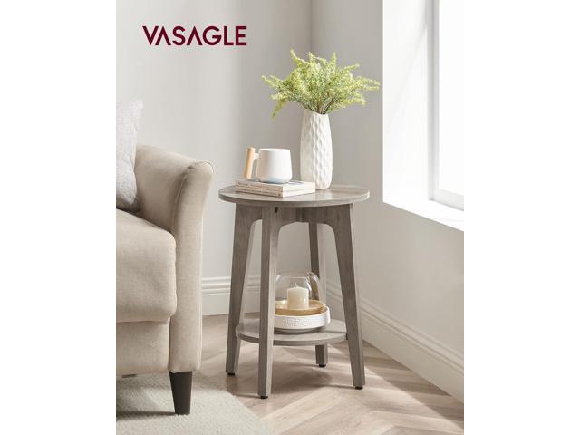 VASAGLE Side Table, Small Round End Table with Lower Shelf, Nightstand for Small Spaces, Living Room, Bedroom, Greige ULET283T02