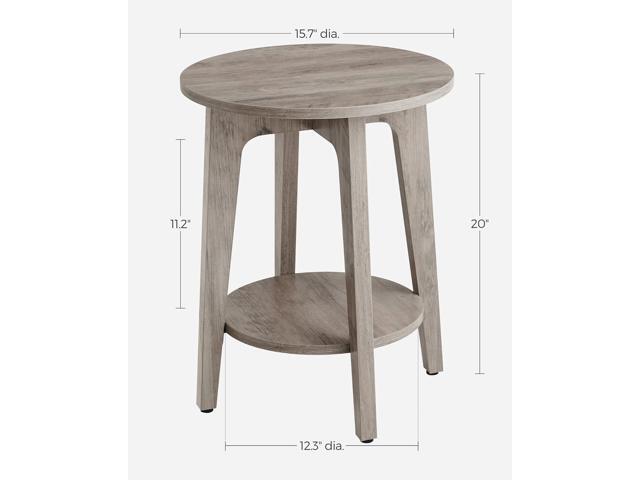 VASAGLE Side Table, Small Round End Table with Lower Shelf, Nightstand for Small Spaces, Living Room, Bedroom, Greige ULET283T02