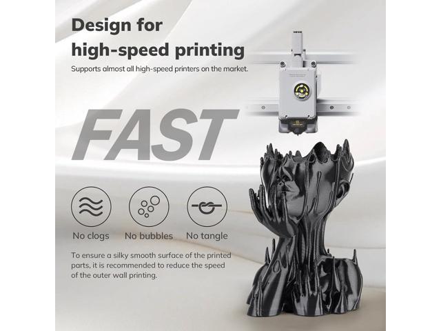 AMOLEN Silk PLA 3D Printer Filament, Shiny Silk Black PLA Filament 1.75mm, 3D Printing PLA Filament for Most 3D Printer, 1kg Spool(2.2lbs)