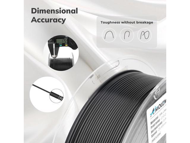 AMOLEN Silk PLA 3D Printer Filament, Shiny Silk Black PLA Filament 1.75mm, 3D Printing PLA Filament for Most 3D Printer, 1kg Spool(2.2lbs)