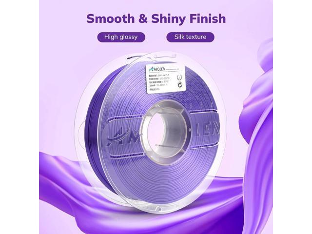 AMOLEN Silk PLA 3D Printer Filament, Shiny Silk Purple PLA Filament 1.75mm, 3D Printing PLA Filament for Most FDM 3D Printer, 1kg Spool(2.2lbs)