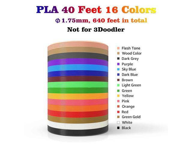 3D Pen Refills 1.75mm PLA Filament 640 Feet 16 Colors, Each Color 40ft, Bonus 250 Stencils eBooks, dikale 3D Pen Material