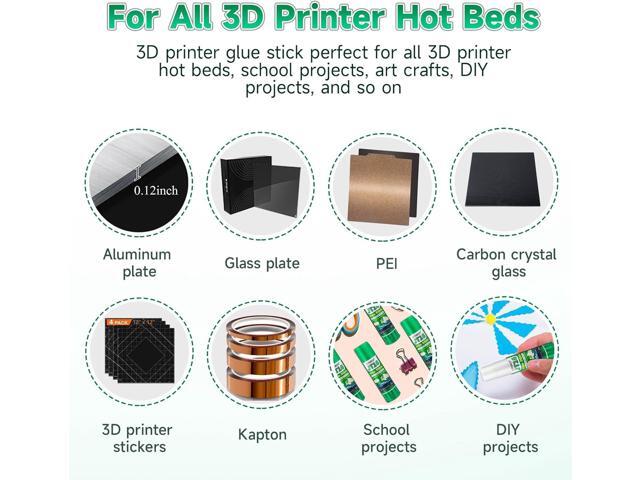 3D Printer Glue Sticks, 36 Grams Each PVP Solid Glue Sticks for Hot Bed Plate, Washable, Non-Toxic, Reduce Warping for PLA, ABS, PETG, HIPS, TPU...