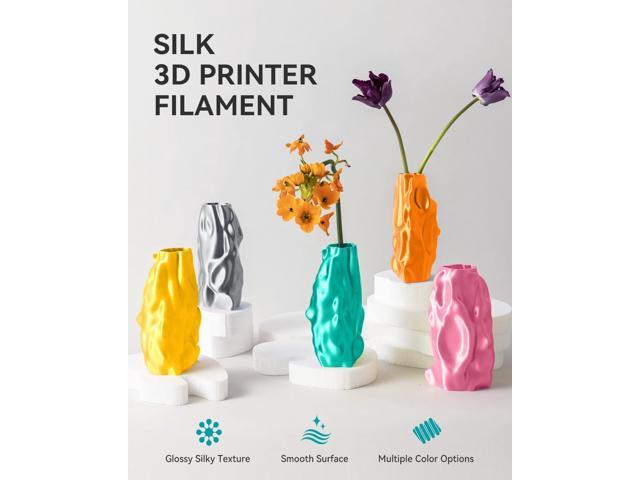 SUNLU 3D Printer Silk Filament,Shiny Silk PLA Filament 1.75mm, Smooth Silky Surface, Great Easy to Print for 3D Printers, Dimensional Accuracy +/-...