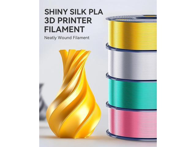 SUNLU 3D Printer Silk Filament,Shiny Silk PLA Filament 1.75mm, Smooth Silky Surface, Great Easy to Print for 3D Printers, Dimensional Accuracy +/-...