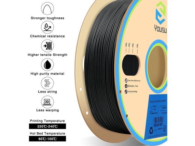 YOUSU Polypropylene PP Filament, 1.75mm 3D Printer Filament for 3D Printing, 1kg(2.2lbs) 5pcs Build Sheet Included, Semi-Flexible Ultra Tough...