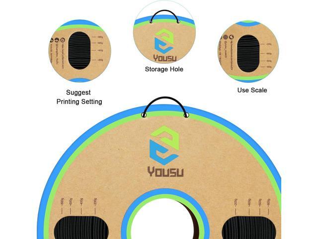 YOUSU Polypropylene PP Filament, 1.75mm 3D Printer Filament for 3D Printing, 1kg(2.2lbs) 5pcs Build Sheet Included, Semi-Flexible Ultra Tough...