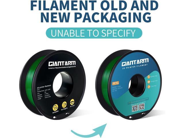 GIANTARM PETG Filament 1.75, Green PETG Filament 1.75mm 1kg(2.2lb), Toughness Enhanced, Dimensional Accuracy +/-0.02mm, Vacuum Package