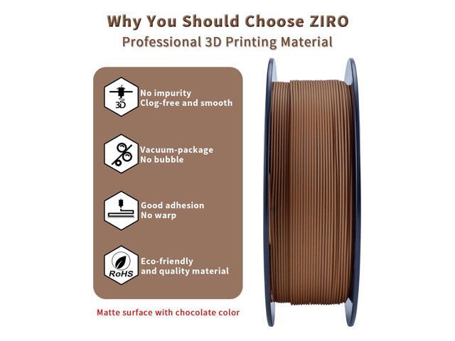 ZIRO Matte PLA Filament 1.75mm, Pure Color No-Shine 3D Printer Filament, High Toughness 3D Printing Material, Dimensional Accuracy +/- 0.03mm,...