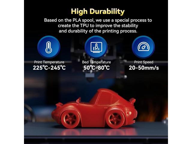 TPU 95A 3D Printer Filament, Suitable Resilience, Upgrade Cardboard Spool, 1kg, Dimensional Accuracy +/-0.05mm, 1.75mm, White