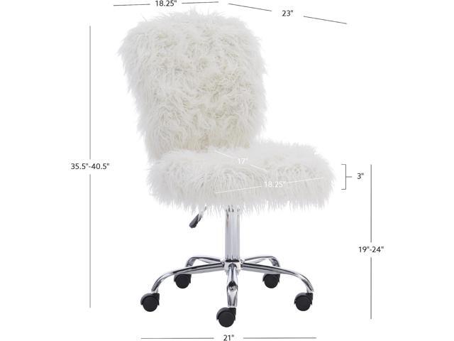 Linon Cora Faux Flokati Armless Office Chair, White