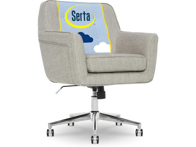Serta Ashland Home Office Desk Chair with Button Tufted Mid-Back, Memory Foam Cushion and Padded Arms, Mid Century Modern Vanity Armchair with...