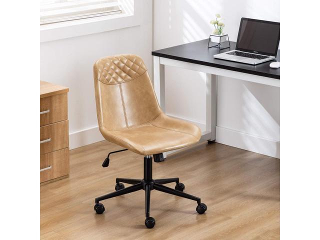 DUHOME Modern PU Leather Office Chair Desk Chair Swivel Computer Chair Camel
