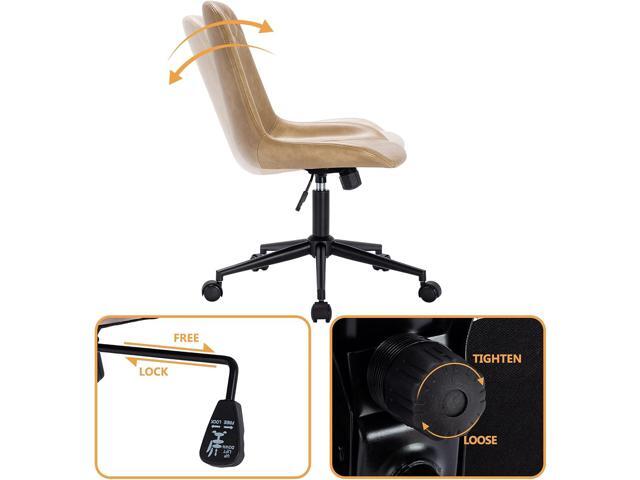 DUHOME Modern PU Leather Office Chair Desk Chair Swivel Computer Chair Camel
