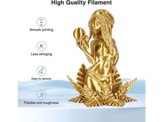 Silk Gold PLA Filament 1.75mm, 1kg(2.2lbs) High Speed Shiny Metallic Golden 3D Printer Filament, Low Warp & Clog-Free, Dimensional Accuracy +/-...