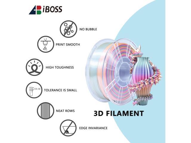 iBOSS Candy Rainbow PLA Plus 1.75mm for 3D Printer +/- 0.02mm, 1kg (2.2LBS)/Spool, PLA+ Filament 1.75mm Rainbow 3D Printer Multicolor Filament,...