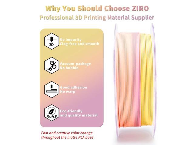 ZIRO 3D Printer Filament PLA, Fast Color Changing Filament(Matte), Color Change by Length PLA, Fit Most FDM 3D Printers, Matte Finish 1KG/ 2.2lbs...