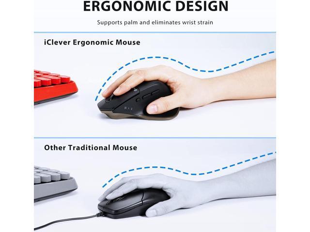 iClever Wireless Mouse with Bluetooth or USB Receiver, 5 Adjustable 2400DPI Rechargeable Computer Mice, Wireless Mouse for Laptop, iPad, MacBook,...