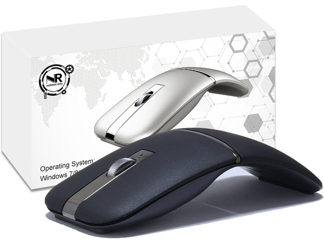 Foldable Arc Wireless Mouse Silent Click Bluetooth 5.3 and 2.4GHz Dual Modes Portable Curved Mouse for Home, Office, Travel Gray