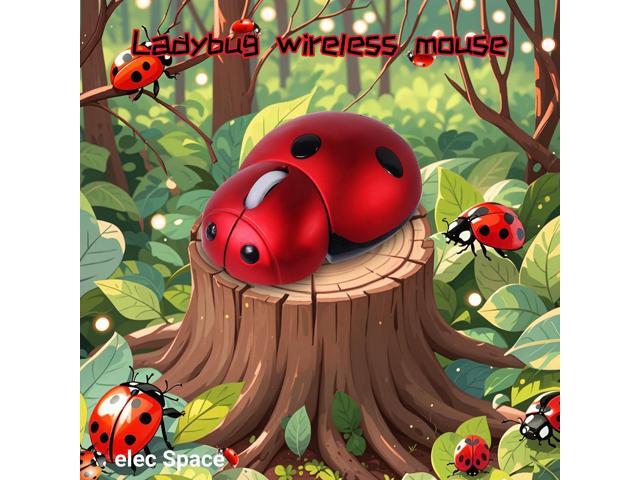 elec Space Mini Small Wireless Mouse for Kids, Cute Animal Ladybug Shape 3000DPI Portable Mobile Optical Mouse with USB Receiver Cordless Mouse for...